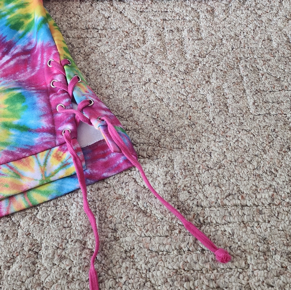 Dolls Kill ClubExx pink tie dye rave oversized hoodie - Picture 2 of 6